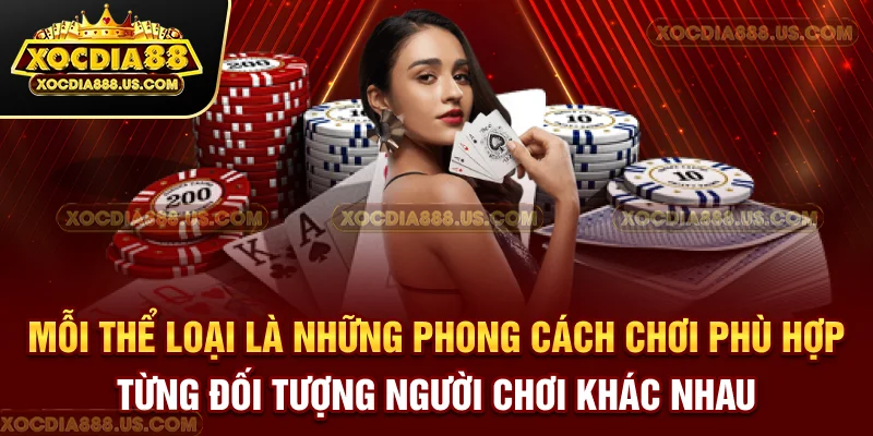 Mỗi thể loại là những phong cách chơi phù hợp từng đối tượng người chơi khác nhau